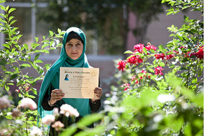 Girl receives a certificate.